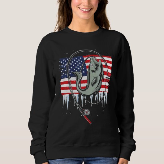 American Fishing Rod Flag Fisherman Us 2 Sweatshirt (Vorderseite)