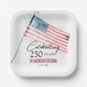 American Flag 250 Years Freedom 4th of July Party Pappteller (Vorderseite)