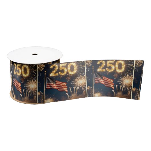 American Flag 250th Birthday Party Satinband (Spule)