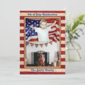 American Flag 2 Family Foto 4. JULY Celebrate Einladung (Stehend Vorderseite)