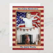 American Flag 2 Family Foto 4. JULY Celebrate Einladung (Vorne/Hinten)