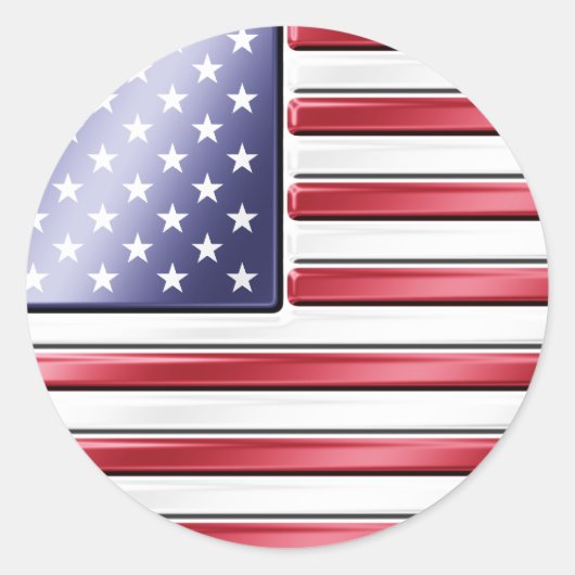 American Flag 2 - USA - Metallic Runder Aufkleber (Vorderseite)