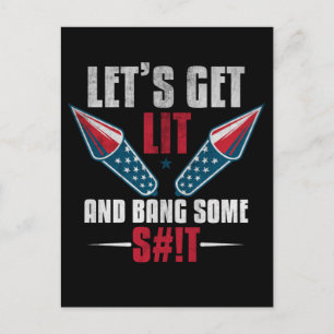 American Flag 4. Juli Feuerwerk Feier Postkarte