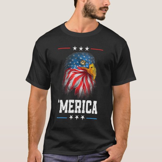 American Flag 4. Juli 'merica Bald Eagle Usa T-Shirt (Vorderseite)