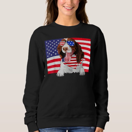 American Flag 4th Of July English Springer Spaniel Sweatshirt (Vorderseite)