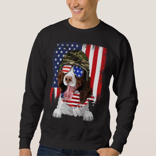 American Flag 4th Of July English Springer Spaniel Sweatshirt (Vorderseite)