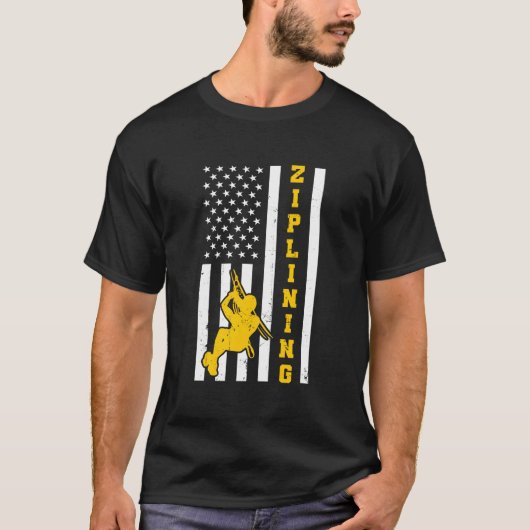 American Flag 4Th Of July Usa Ziplining T-Shirt (Vorderseite)