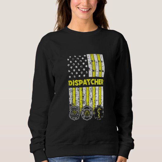 American Flag 911 Operator Dispatch Er Police Fire Sweatshirt (Vorderseite)