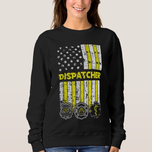 American Flag 911 Operator Dispatch-er Police Fire Sweatshirt (Vorderseite)