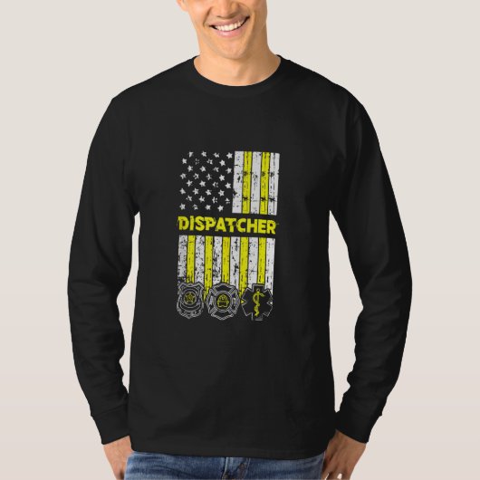 American Flag 911 Operator Dispatch Er Police Fire T-Shirt (Vorderseite)