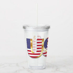 American Flag Acrylic Tumbler USA Acryltrinkbecher