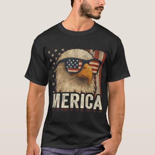 American Flag Adler 4. Juli Usa Bald Adler T-Shirt (Vorderseite)