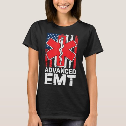 American Flag Advanced Emt Aemt Medical Technician T-Shirt (Vorderseite)