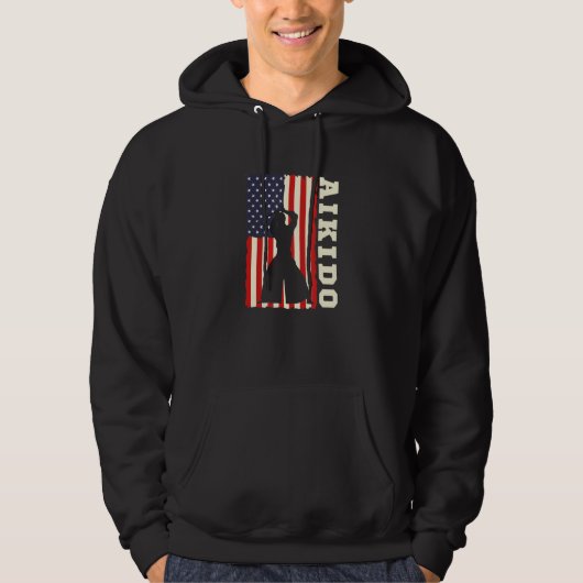 American Flag Aikido Japanese Martial Art Combat S Hoodie (Vorderseite)