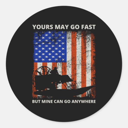 American Flag Airboat Fanboat Airboot Planeboot Runder Aufkleber (Vorderseite)
