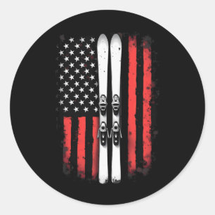 American Flag Alpinski Runder Aufkleber
