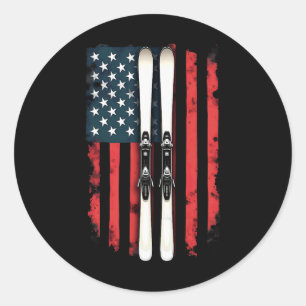 American Flag Alpinskifahrer 1 Runder Aufkleber