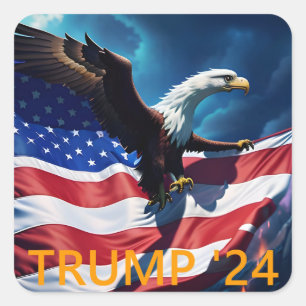 American Flag American Eagle TRUMP 2024 Quadratischer Aufkleber