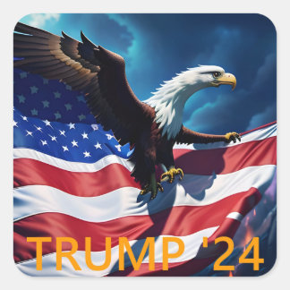 American Flag American Eagle TRUMP 2024 Quadratischer Aufkleber