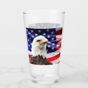 American Flag and Eagle Glass Cup Glas