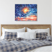 American flag and fireworks & U.S. Pledge. Art Leinwanddruck (Insitu (Schlafzimmer))