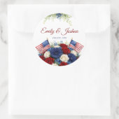 American Flag and Flowers Wedding Runder Aufkleber (Tasche)