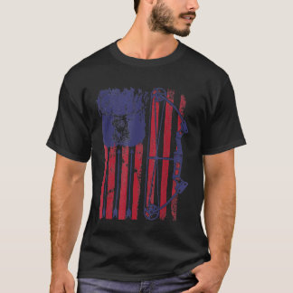 American Flag Archery Bow Deer Bowhunting T-Shirt