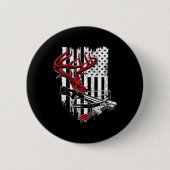 American Flag Archery Bow Jagd Hirschschädel Cros Button (Vorderseite)