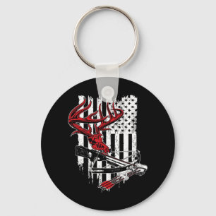 American Flag Archery Bow Jagd Hirschschädel Cros Schlüsselanhänger