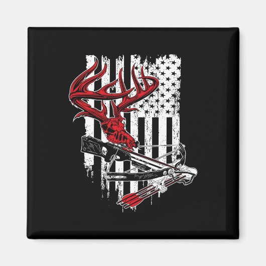 American Flag Archery Bow Junting - Deer Skull Cro Magnet (Vorne)