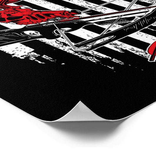 American Flag Archery Bow Junting - Deer Skull Cro Poster (Ecke)