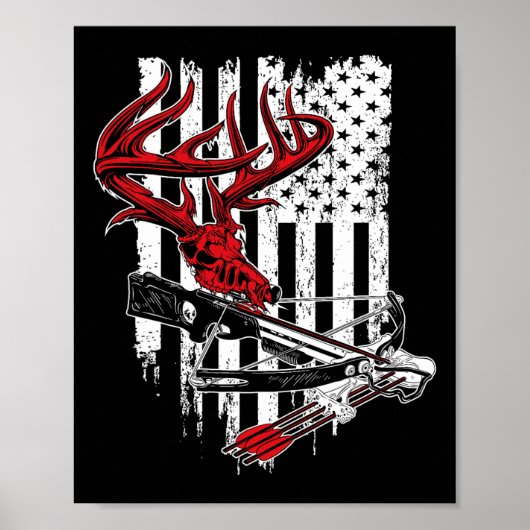 American Flag Archery Bow Junting - Deer Skull Cro Poster (Vorne)