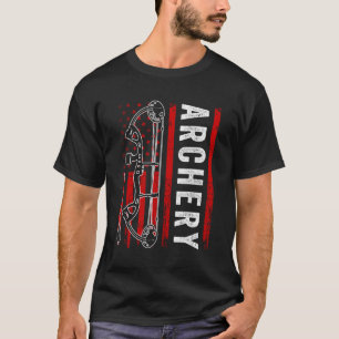 American Flag Archery for Men Bowhunting Bow Deh T-Shirt