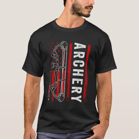 American Flag Archery for Men Bowhunting Bow Deh T-Shirt (Vorderseite)