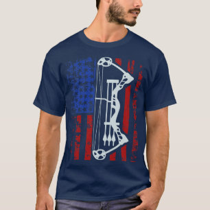 American Flag Archery Gift Print Patriotic Archer T-Shirt