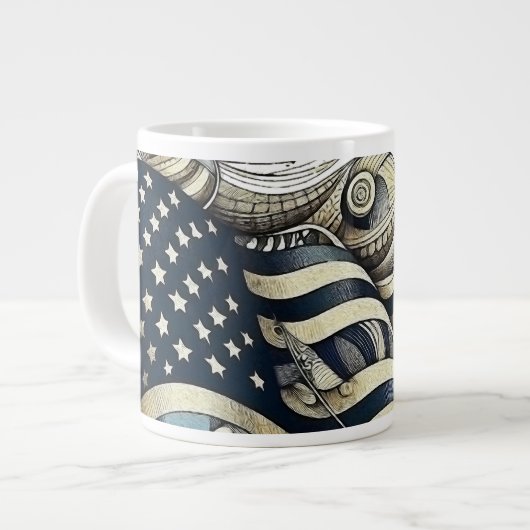American Flag Art Jumbo-Tasse (Vorderseite Links)
