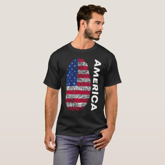 American flag as fingerprint motif T-Shirt (Vorne ganz)