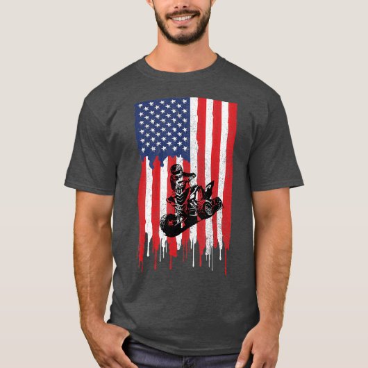 American Flag ATV Four Wheeler Quad Bike Brap T-Shirt (Vorderseite)