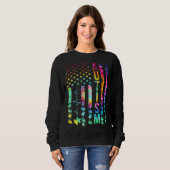 American Flag Autism Awareness Puzzle Support Tie Sweatshirt (Vorne ganz)