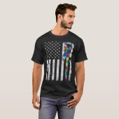 American Flag Autism Awareness Teacher Mom Support T-Shirt (Vorne ganz)