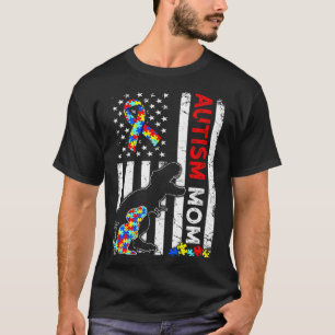 American Flag Autismus Mama Dinosaurier Awareness T-Shirt