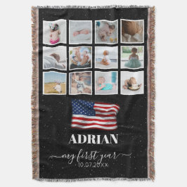 American Flag Baby First Year Foto Collage Decke
