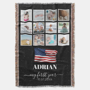 American Flag Baby First Year Foto Collage Decke