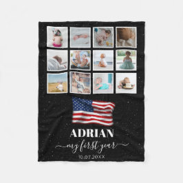 American Flag Baby First Year Foto Collage Fleecedecke