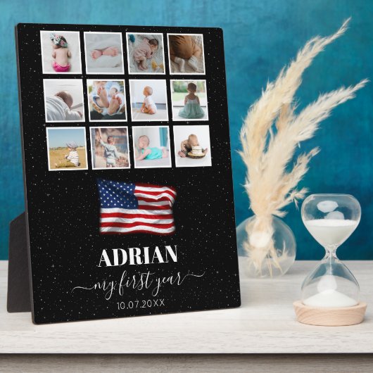 American Flag Baby First Year Foto Collage Fotoplatte (Seite)
