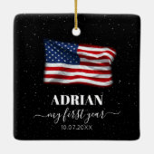 American Flag Baby First Year Foto Collage Keramikornament (Rückseite)