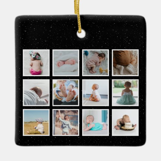 American Flag Baby First Year Foto Collage Keramikornament (Vorderseite)