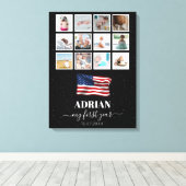 American Flag Baby First Year Foto Collage Leinwanddruck (Insitu (Holzboden))