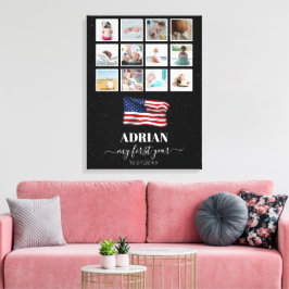 American Flag Baby First Year Foto Collage Leinwanddruck