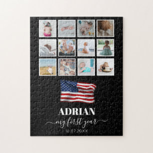 American Flag Baby First Year Foto Collage Puzzle